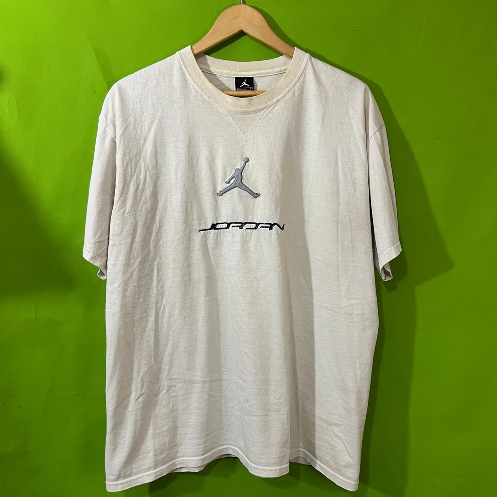 Vintage Y2K Jordan Brand Jumpman Embroidered Shirt Cream Off-White Mens Large